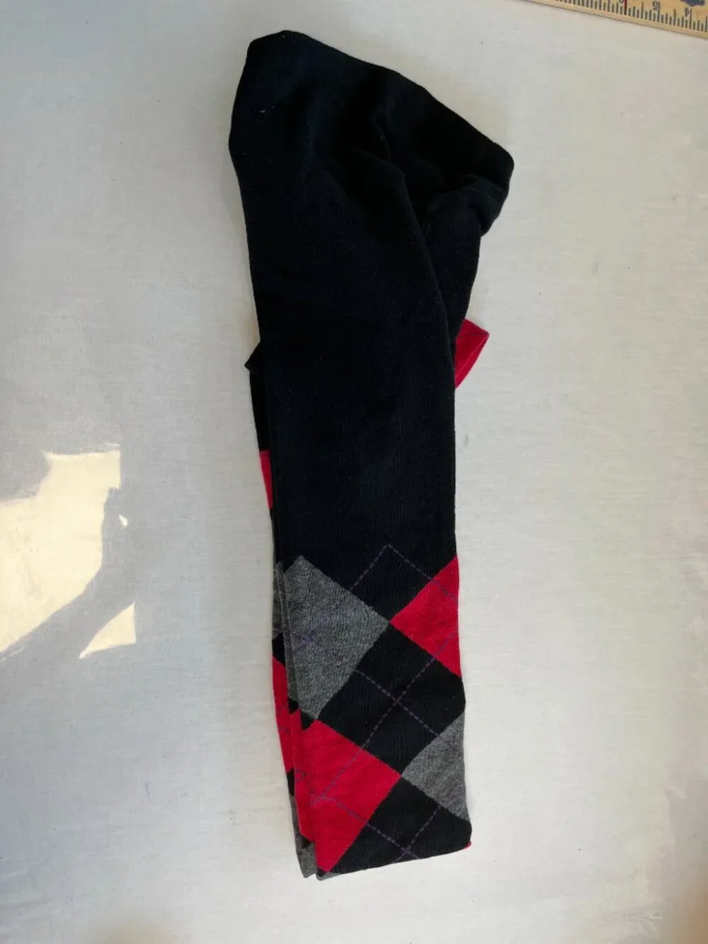 MeMoi MO-391 Argyle Sweater Tights S/M Black Red Gray